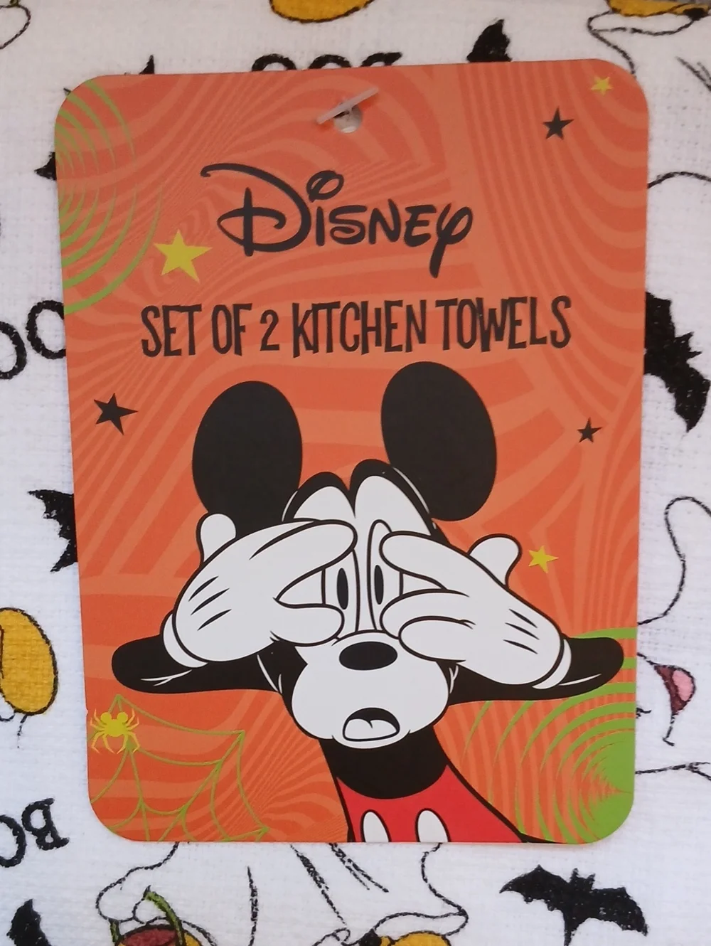 Disney Mickey Mouse Halloween Ghost Set of Two Kitchen Towels 16”x26” NEW